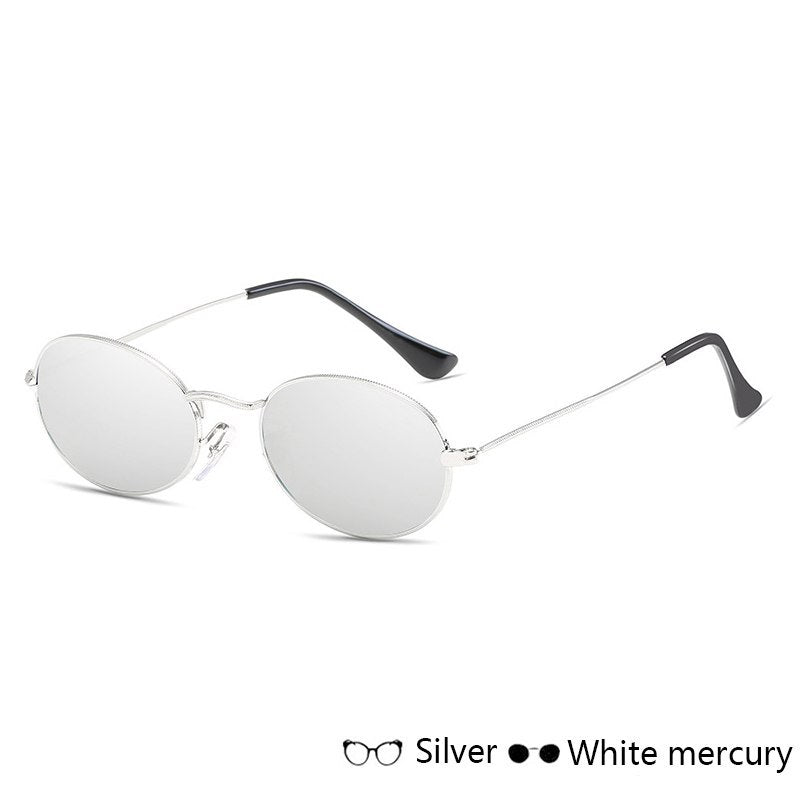 Fashionable Famous Oval Sun Glasses Luxury Brand Metal Round Frames Black Small Cheap Eyewear