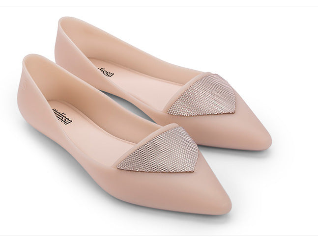 Ladies Fashion Pointed Shoes Color Blocking Flat