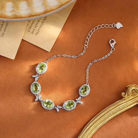 pure  Sterling Silver Natural Crystal Butterfly Bracelet