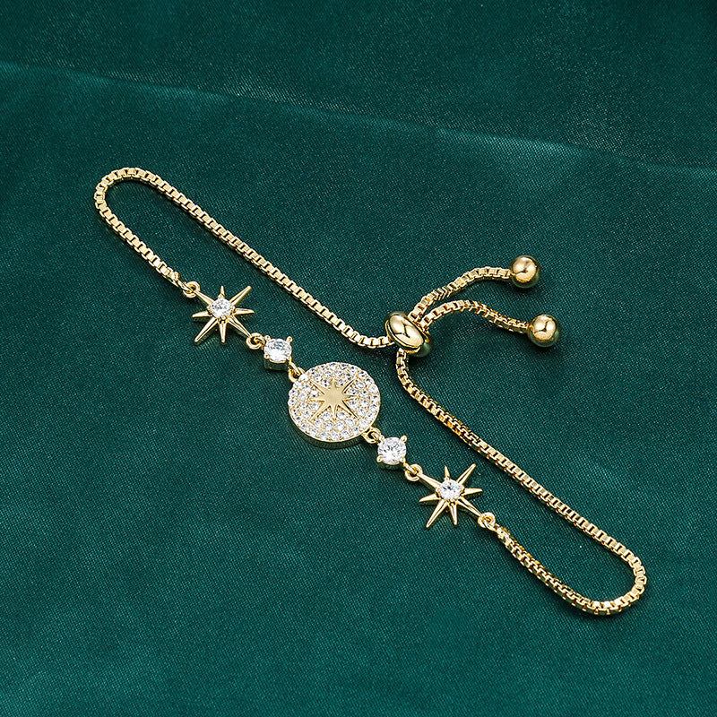 18K Real Gold Plating and Drawable Star Simple Bracelet
