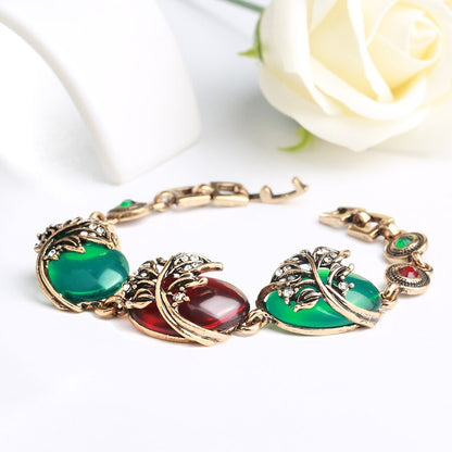 Ruby Resin Pure Ancient Gold Lady Bracelet