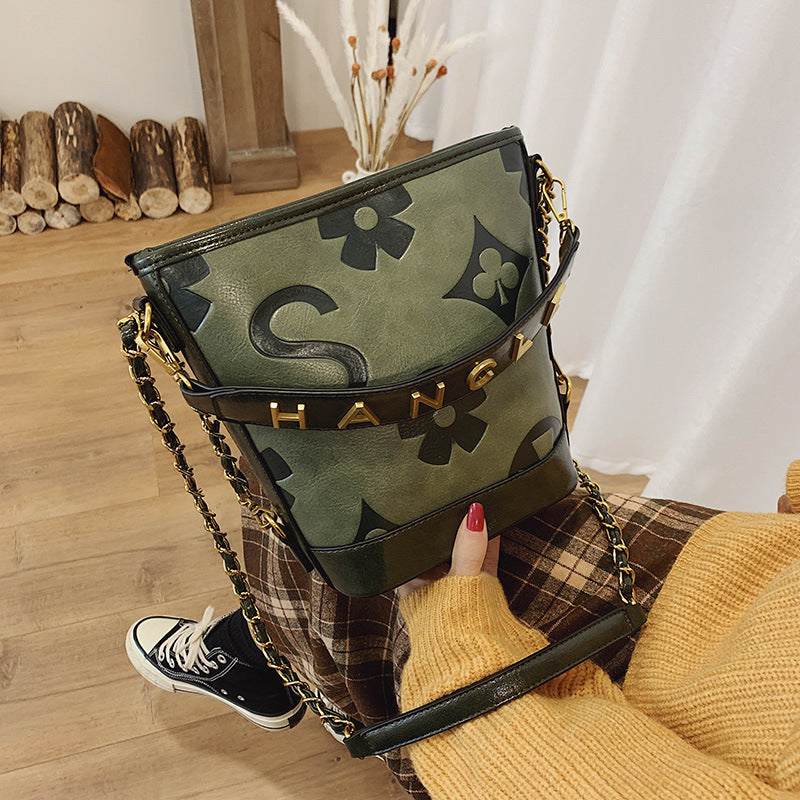 Stylish Retro fashion embossed shoulder crossbody bag