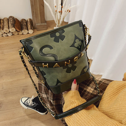 Stylish Retro fashion embossed shoulder crossbody bag