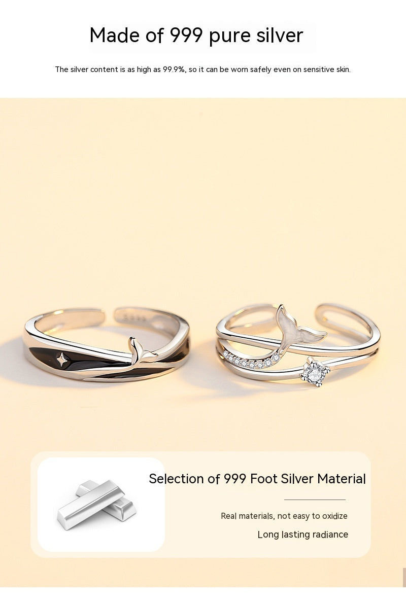 Personality Fashion 999 Pure Silver You Have Couple Rings