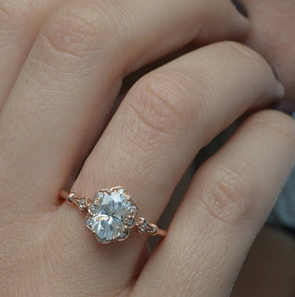 14k  white gold- silver studded topaz ring  jewellery