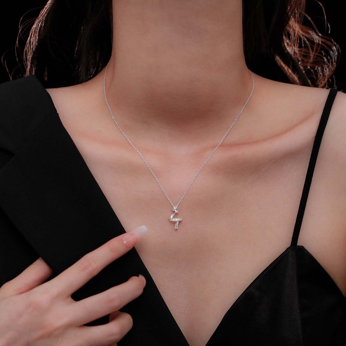 Sterling Silver Pure Silver Diamond XINGX Necklace