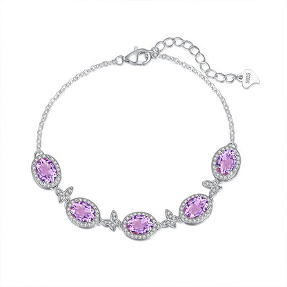 pure  Sterling Silver Natural Crystal Butterfly Bracelet