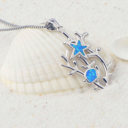 Blue Sea Cucumber Pendant Necklace