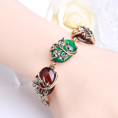 Ruby Resin Pure Ancient Gold Lady Bracelet