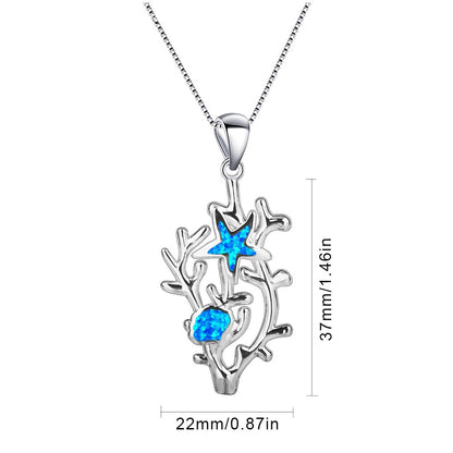 Blue Sea Cucumber Pendant Necklace