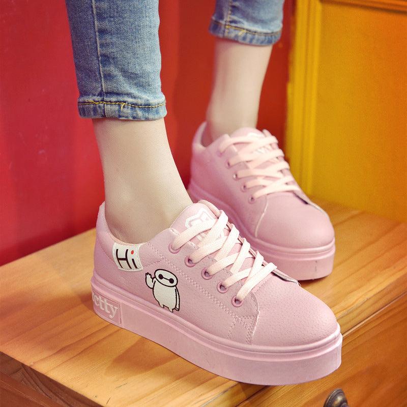 Spring fashion round head solid color cartoon ladies wedge heel shoes