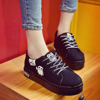 Spring fashion round head solid color cartoon ladies wedge heel shoes