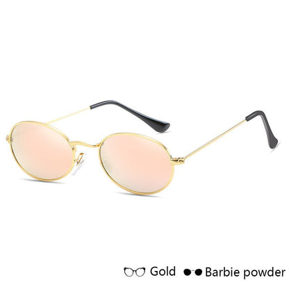 Fashionable Famous Oval Sun Glasses Luxury Brand Metal Round Frames Black Small Cheap Eyewear