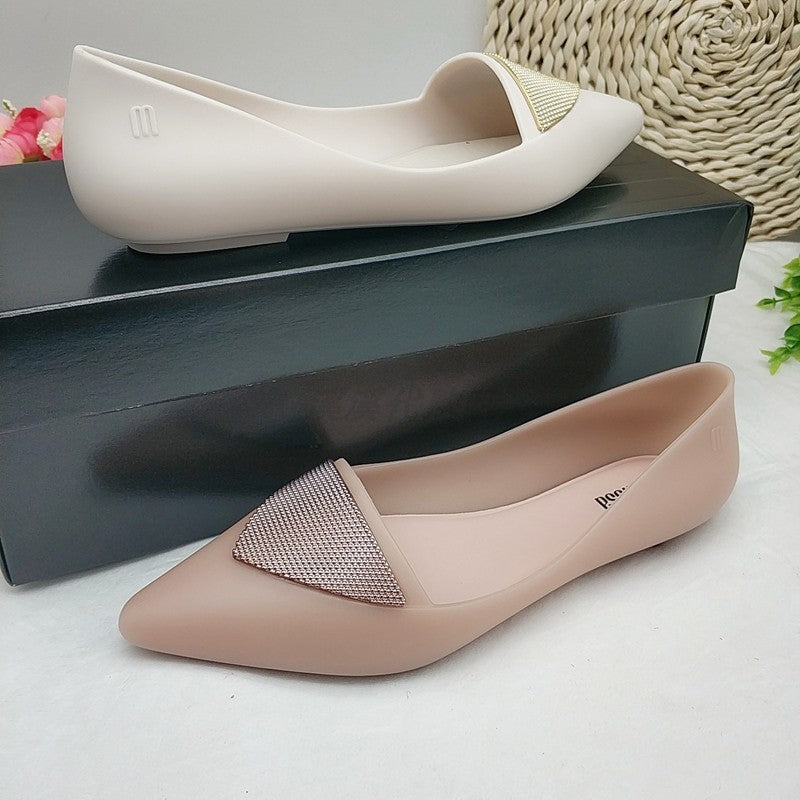 Ladies Fashion Pointed Shoes Color Blocking Flat