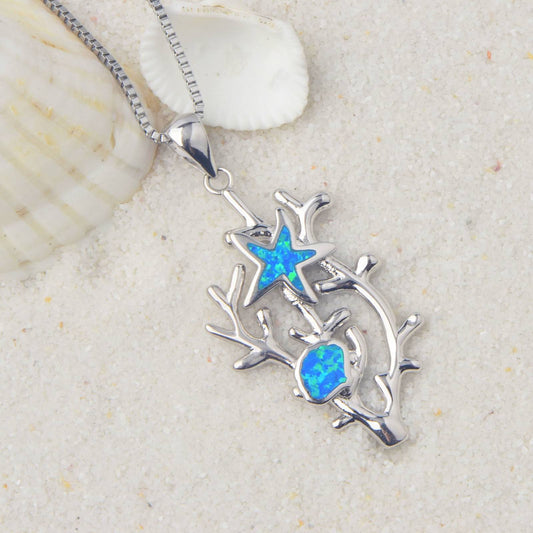 Blue Sea Cucumber Pendant Necklace
