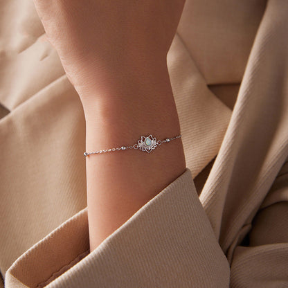 Pure Silver Lotus Opal Bracelet