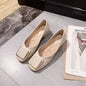Square Buckle Shallow Mouth Ladies Soft Leather Square Heel Gentle Fairy Shoes