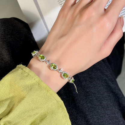 pure  Sterling Silver Natural Crystal Butterfly Bracelet