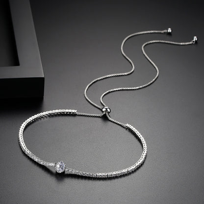 Pull-out Adjustable Copper Inlaid Zirconium Necklace Fashionable Korean Version Of The Card Neck