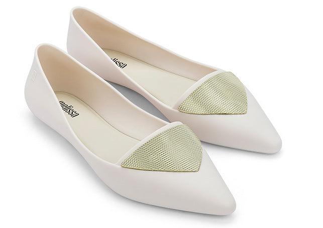 Ladies Fashion Pointed Shoes Color Blocking Flat