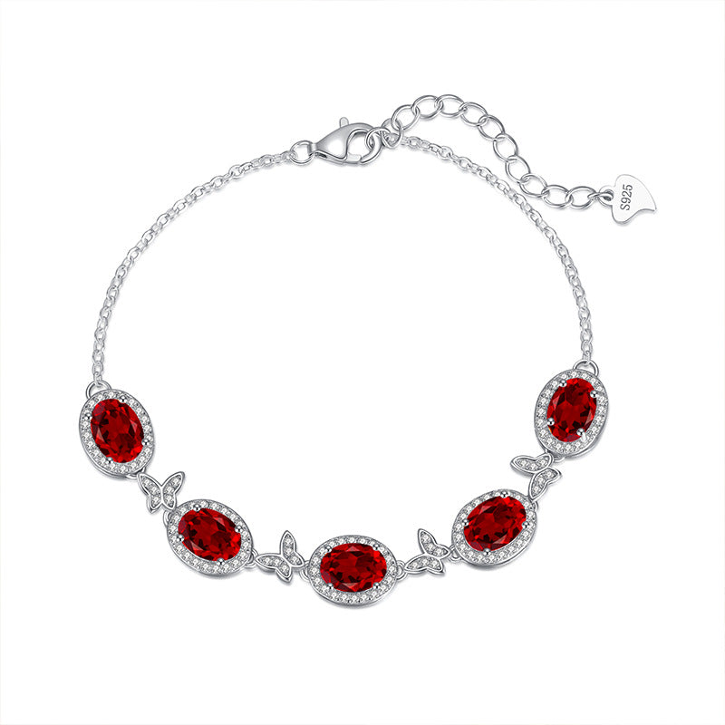 pure  Sterling Silver Natural Crystal Butterfly Bracelet