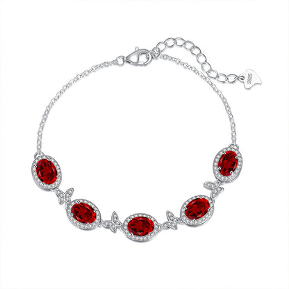 pure  Sterling Silver Natural Crystal Butterfly Bracelet