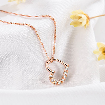 Pure Sterling Silver . Love Heart Pendant Necklace For  Ladies Gold and silver  colour Chain High Quality