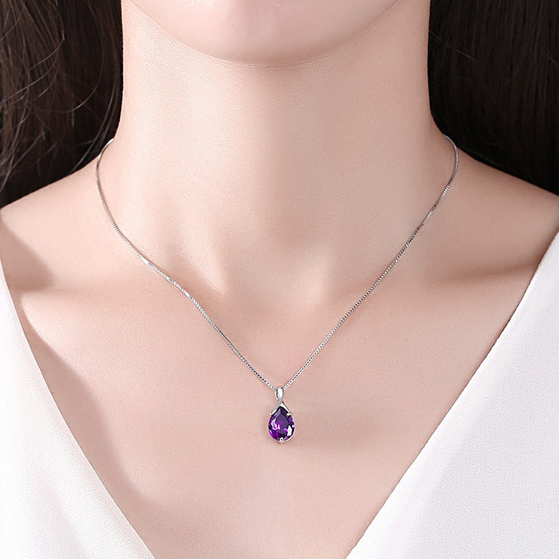Cute 🥰 Sterling (Silver) S925 Pendant Vintage Amethyst Elegant Women's Jewellery
