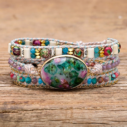 Women's Minimalist Color Blocked Stone Bracelet