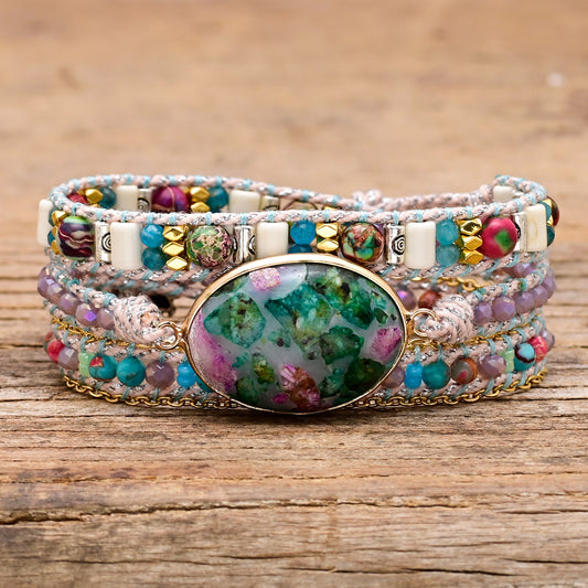 Women's Minimalist Color Blocked Stone Bracelet