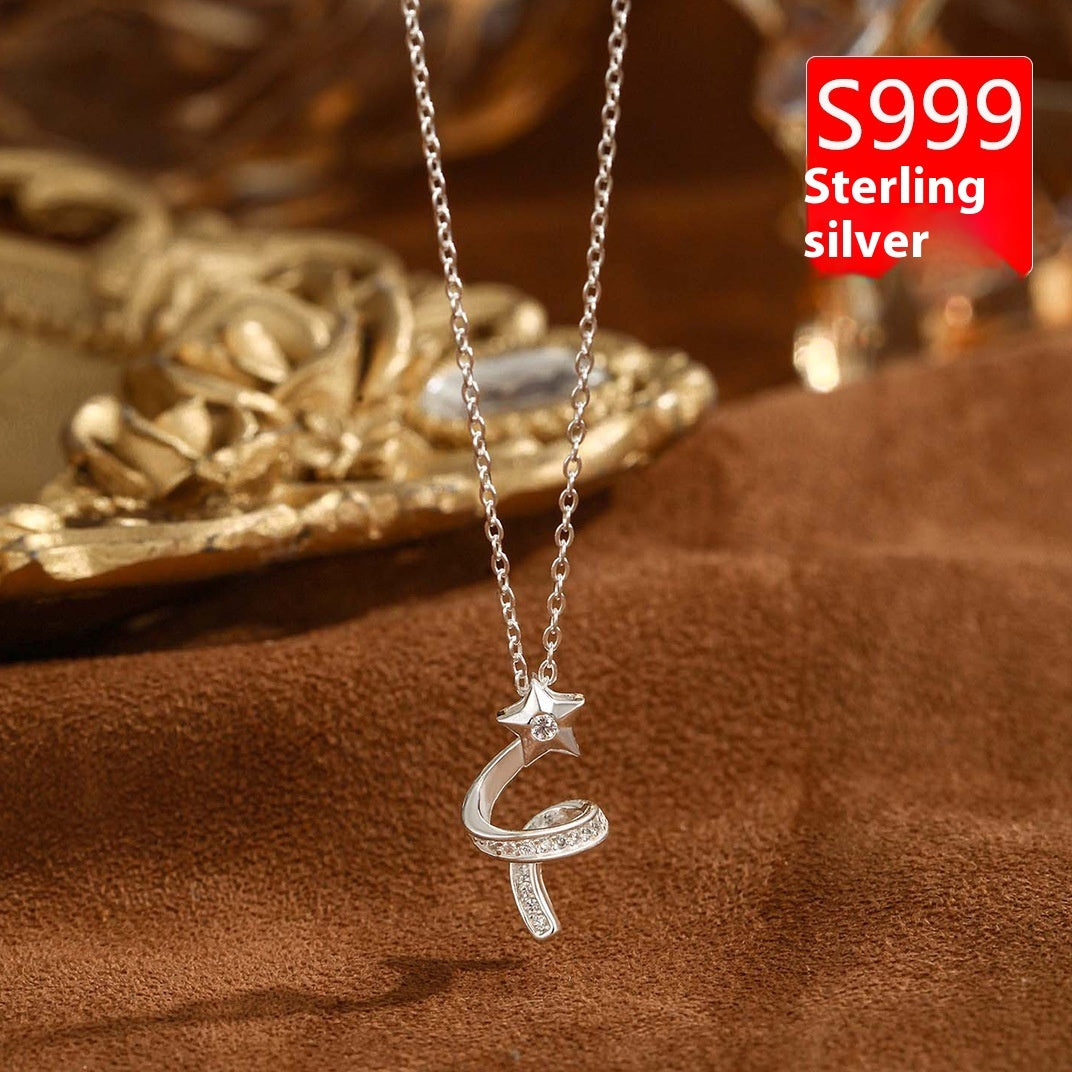 Sterling Silver Pure Silver Diamond XINGX Necklace