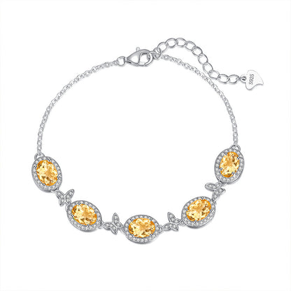 pure  Sterling Silver Natural Crystal Butterfly Bracelet