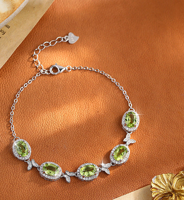 pure  Sterling Silver Natural Crystal Butterfly Bracelet