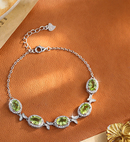 pure  Sterling Silver Natural Crystal Butterfly Bracelet