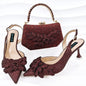🔥 ☄️Cross-border Ladies Party Shoes Bag Set Handmade Leaf Decorative Wine Glass Heel