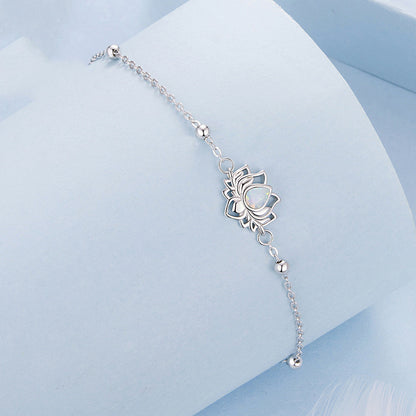 Pure Silver Lotus Opal Bracelet